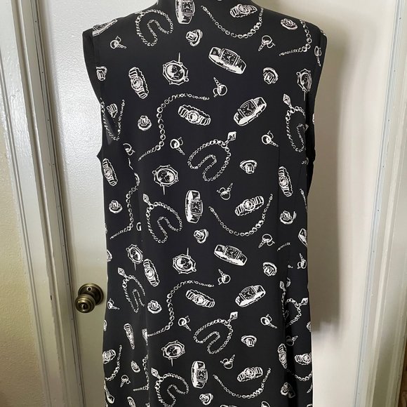 Leslie Fay Sportswear Button Vest Size Large Black Background with Cream Images - Picture 3 of 10